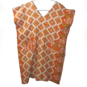 Kantha Patchwork Kimono Tunic Poncho Top Colorful Patch Pockets Woman One Sz #E